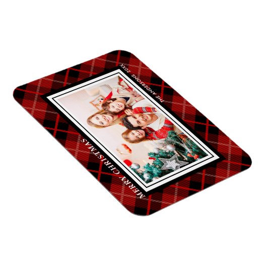 Kerstmis | Holiday Red & Black Pset Photo Magnet Magneet (Rechterzijde)