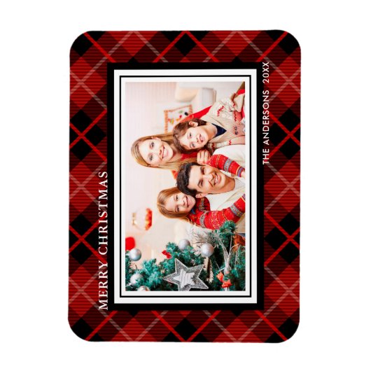 Kerstmis | Holiday Red & Black Pset Photo Magnet Magneet (Verticaal)