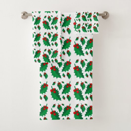 Kerstmis Hollies Bad Handdoek (Insitu)