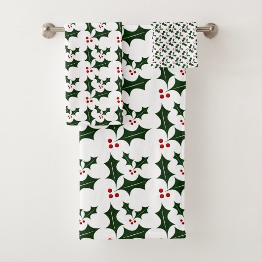 Kerstmis Hollies Bad Handdoek (Insitu)