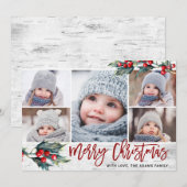 Kerstmis Holly 5 FOTOS Collage Holiday Card Feestdagenkaart (Voorkant / Achterkant)