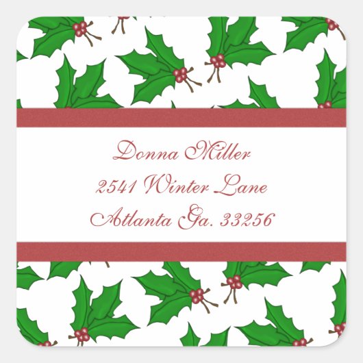 Kerstmis Holly Adres Stickers (Voorkant)