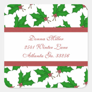 Kerstmis Holly Adres Stickers