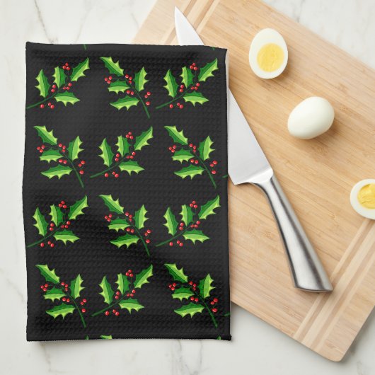 Kerstmis Holly All-Over Print Theedoek (Quarter Fold)