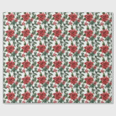 Kerstmis, Holly Berries en Leaves Cadeaupapier (Vlak)