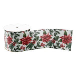 Kerstmis, Holly Berries en Leaves Grosgrain Lint