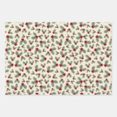 Kerstmis - Holly Berries en Leaves Inpakpapier Vel (Voorkant 2)
