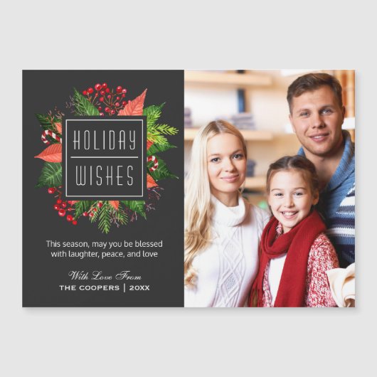 Kerstmis Holly Berries Foto Magnetische Kaart (Voorkant)