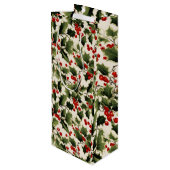 Kerstmis Holly Berries op Licht Wijn Cadeautas (Achterkant Gekanteld)