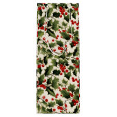 Kerstmis Holly Berries op Licht Wijn Cadeautas (Achterkant)