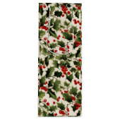 Kerstmis Holly Berries op Licht Wijn Cadeautas (Voorkant)