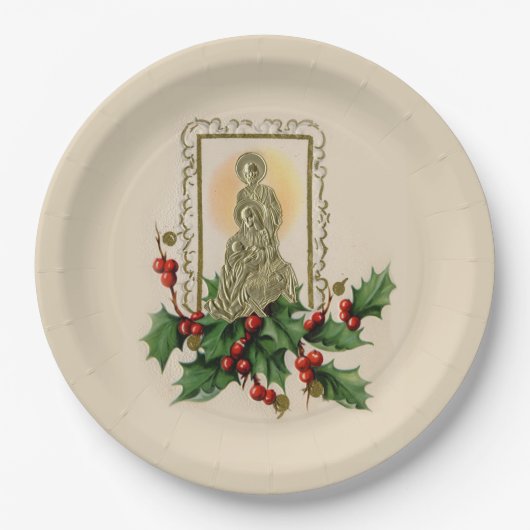 Kerstmis Holly Berries Papieren Bordje (Voorkant)