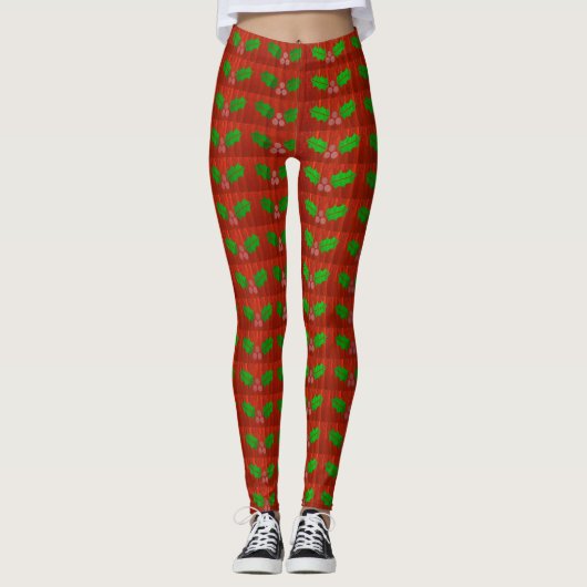 Kerstmis Holly Berry All-Over-Print Leggings (Voorkant)