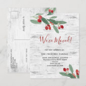 Kerstmis Holly Berry & Berkenschors We hebben verp Aankondigingskaart (Voorkant / Achterkant)