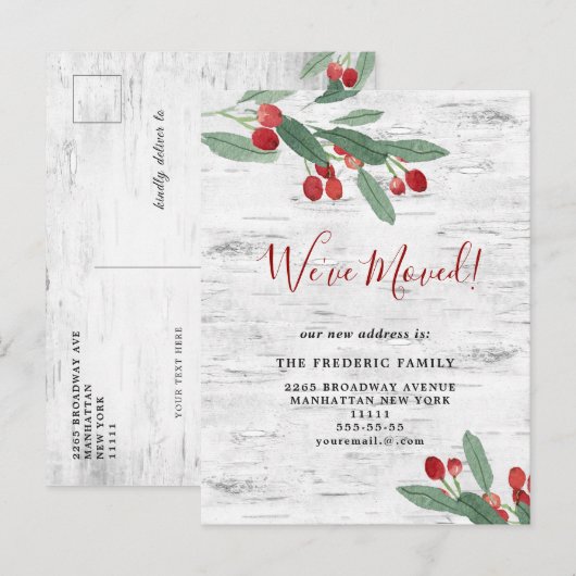 Kerstmis Holly Berry & Berkenschors We hebben verp Aankondigingskaart (Voorkant / Achterkant)