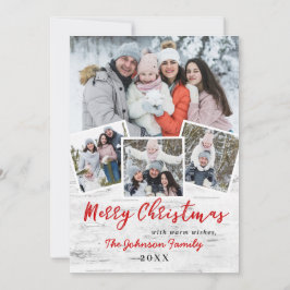 Kerstmis Holly Berry Birch 4 PHOTO Bark Greep Feestdagenkaart