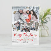 Kerstmis Holly Berry Birch 4 PHOTO Bark Greep Feestdagenkaart (Staand voorkant)