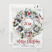 Kerstmis Holly Berry Birch Bark 6 PHOTO Greep Briefkaart (Voorkant / Achterkant)