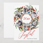 Kerstmis Holly Berry Birch Bark 6 PHOTO Greep Feestdagenkaart (Voorkant / Achterkant)