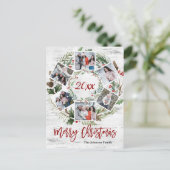 Kerstmis Holly Berry Birch Bark 6 PHOTO Greep Feestdagenkaart (Staand voorkant)