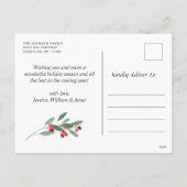 Kerstmis Holly Berry Birch Bark 6 PHOTO Greep Feestdagenkaart (Achterkant)