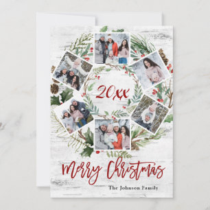 Kerstmis Holly Berry Birch Bark 6 PHOTO Greep Feestdagenkaart