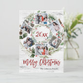 Kerstmis Holly Berry Birch Bark 6 PHOTO Greep Feestdagenkaart (Staand voorkant)