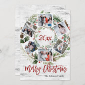 Kerstmis Holly Berry Birch Bark 6 PHOTO Greep Feestdagenkaart (Voorkant / Achterkant)