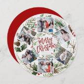 Kerstmis Holly Berry Birch Bark 6 PHOTO Greep Feestdagenkaart (Voorkant / Achterkant)