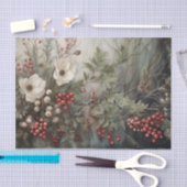 Kerstmis Holly Berry Bloemen in de winter Decoupag Tissuepapier (Craft)