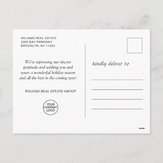 Kerstmis Holly Berry Branch Corporate Greeting Feestdagenkaart (Achterkant)