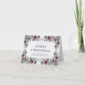 Kerstmis Holly Berry Corporate Rustic Greeting Feestdagen Kaart (Voorkant)