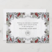 Kerstmis Holly Berry Corporate Rustic Greeting Feestdagenkaart (Achterkant)