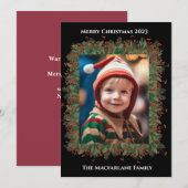 Kerstmis Holly Berry fotokaart Feestdagenkaart (Voorkant / Achterkant)