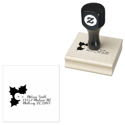 Kerstmis Holly Berry Holiday Return Address Rubberstempel (Gestempeld)