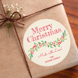 Kerstmis Holly Berry Homemade Food Holiday Baking Ronde Sticker