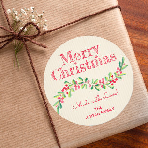 Kerstmis Holly Berry Homemade Food Holiday Baking Ronde Sticker