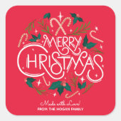 Kerstmis Holly Berry Homemade Food Holiday Baking Vierkante Sticker (Voorkant)