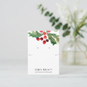 KERSTMIS HOLLY BERRY KETTING OORBEL DISPLAY VISITEKAARTJE (Staand voorkant)