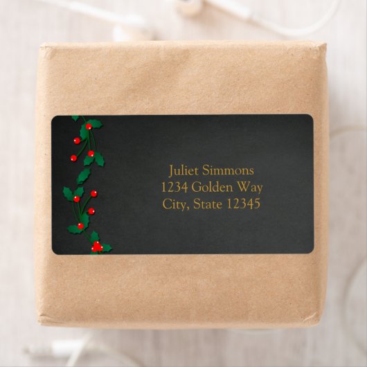 Kerstmis Holly Berry krijtbord Adreslabel Etiket (Insitu)