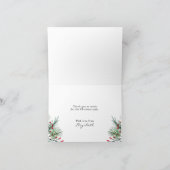 Kerstmis Holly Berry Leaves Folded Bedankt voor je (Binnen)