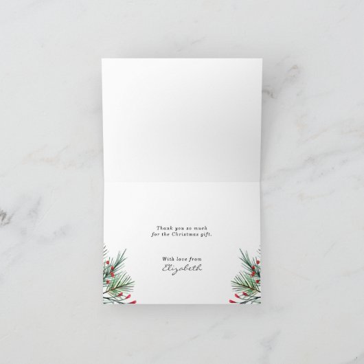 Kerstmis Holly Berry Leaves Folded Bedankt voor je (Binnen)