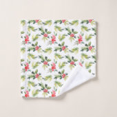 Kerstmis | Holly, Berry & Pine Pattern Bad Handdoek (Wasdoekje)