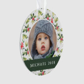 Kerstmis |  Holly, Berry & Pine Pattern Ornament (voorkant)