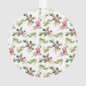 Kerstmis |  Holly, Berry & Pine Pattern Ornament (achterkant)