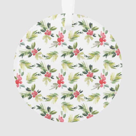 Kerstmis |  Holly, Berry & Pine Pattern Ornament (achterkant)