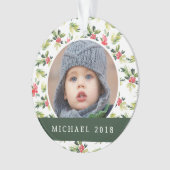 Kerstmis |  Holly, Berry & Pine Pattern Ornament (voorkant)