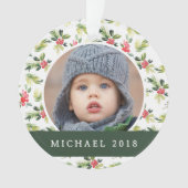 Kerstmis | Holly, Berry & Pine Pattern Ornament (voorkant)