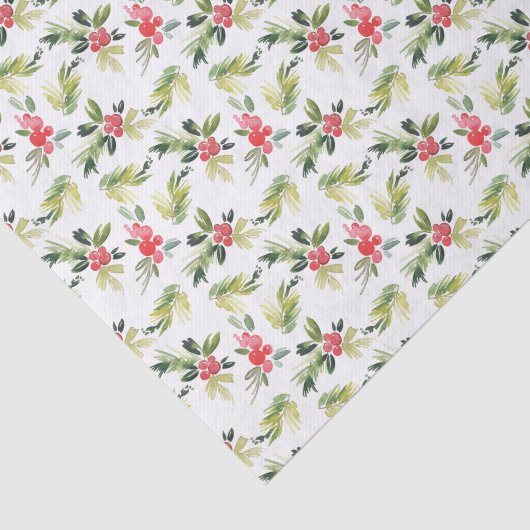 Kerstmis | Holly, Berry & Pine Pattern Tissuepapier (Detail)