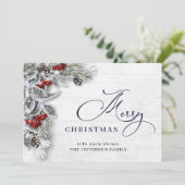 Kerstmis Holly Berry Pine Rustic Greeting Feestdagenkaart (Staand voorkant)